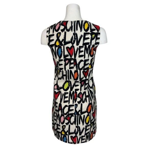 Love Moschino Peace & Love Logo All Over Print Dress 2 Shift Mini - Picture 2 of 16